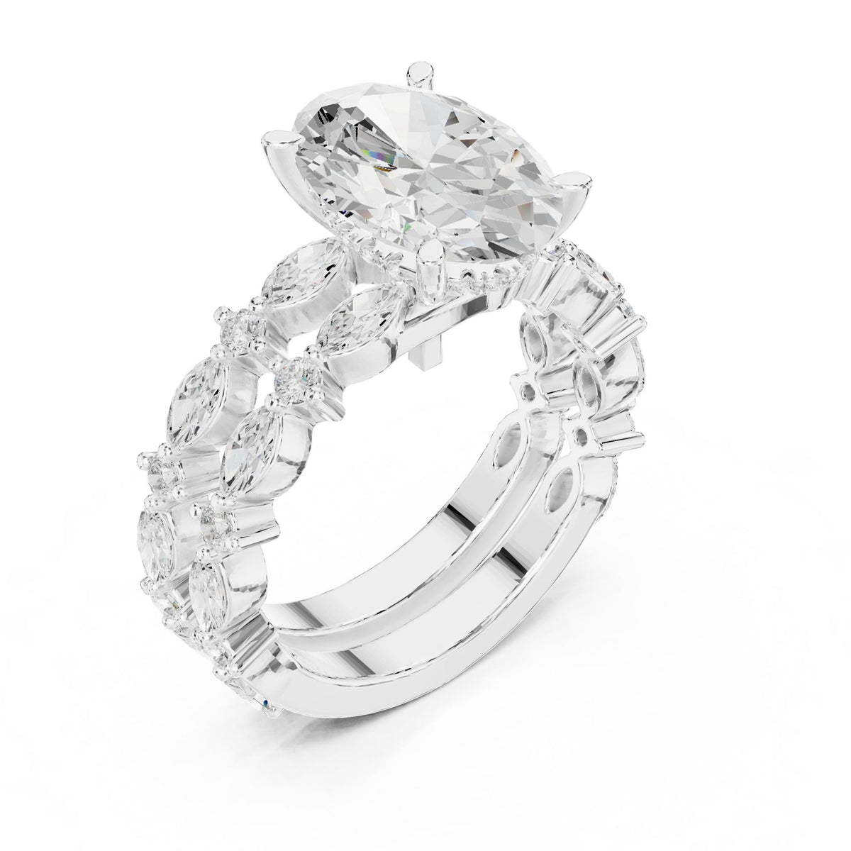 Oval Accented Lab Grown Diamond Engagement Ring