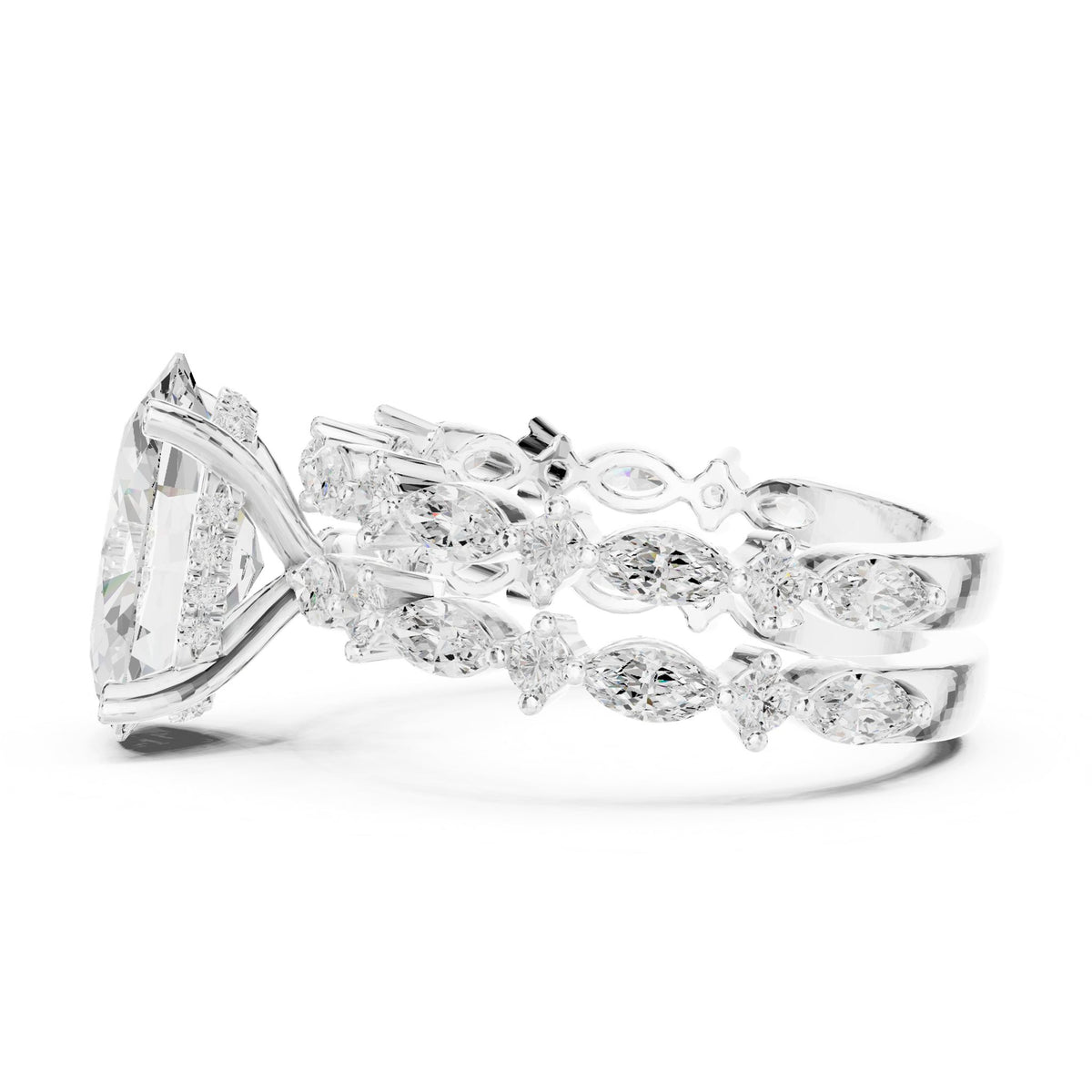 Oval Accented Lab Grown Diamond Engagement Ring