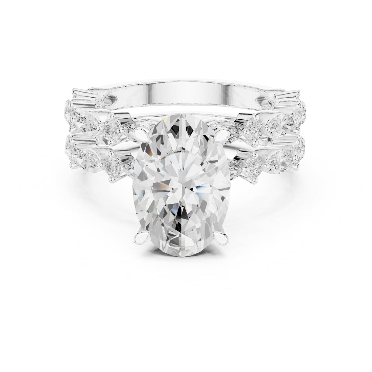 Oval Accented Lab Grown Diamond Engagement Ring