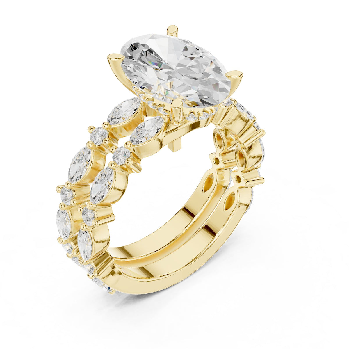 Oval Accented Lab Grown Diamond Engagement Ring