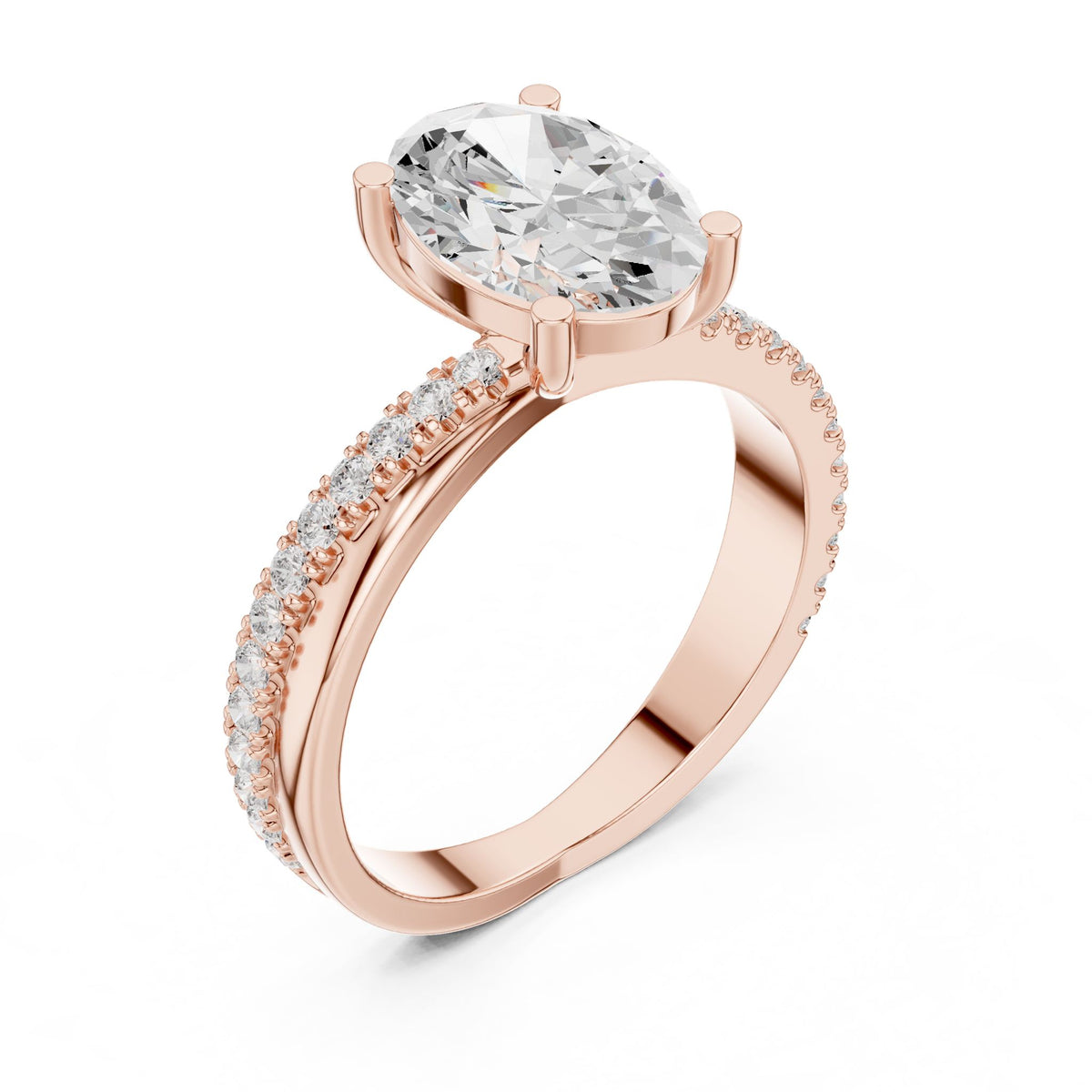 Oval Accented Lab Grown Diamond Engagement Ring