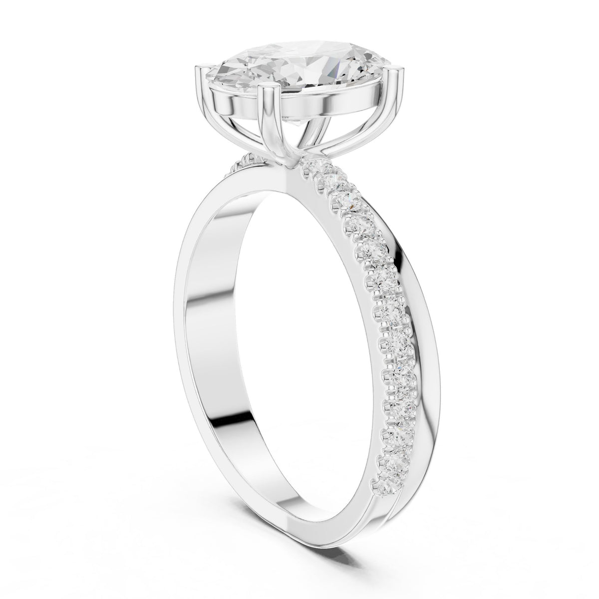 Oval Accented Lab Grown Diamond Engagement Ring