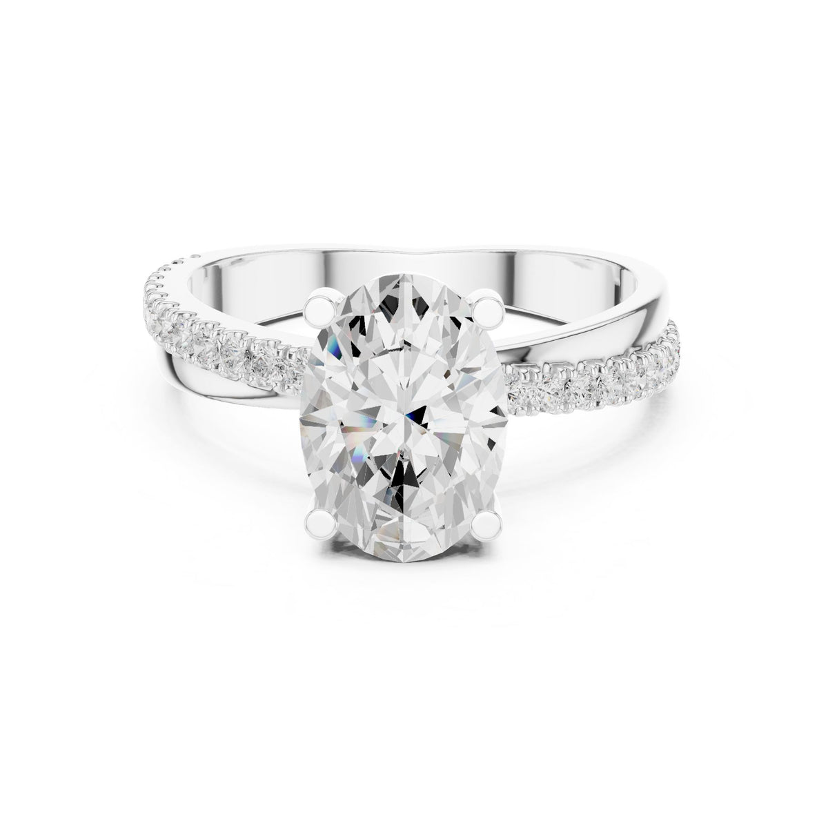 Oval Accented Lab Grown Diamond Engagement Ring