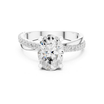 Oval Accented Lab Grown Diamond Engagement Ring