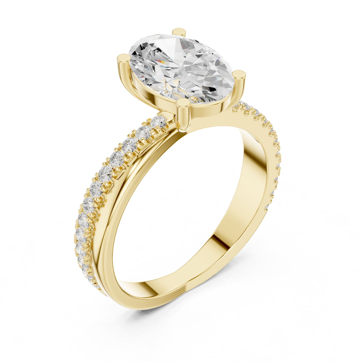 Oval Accented Lab Grown Diamond Engagement Ring