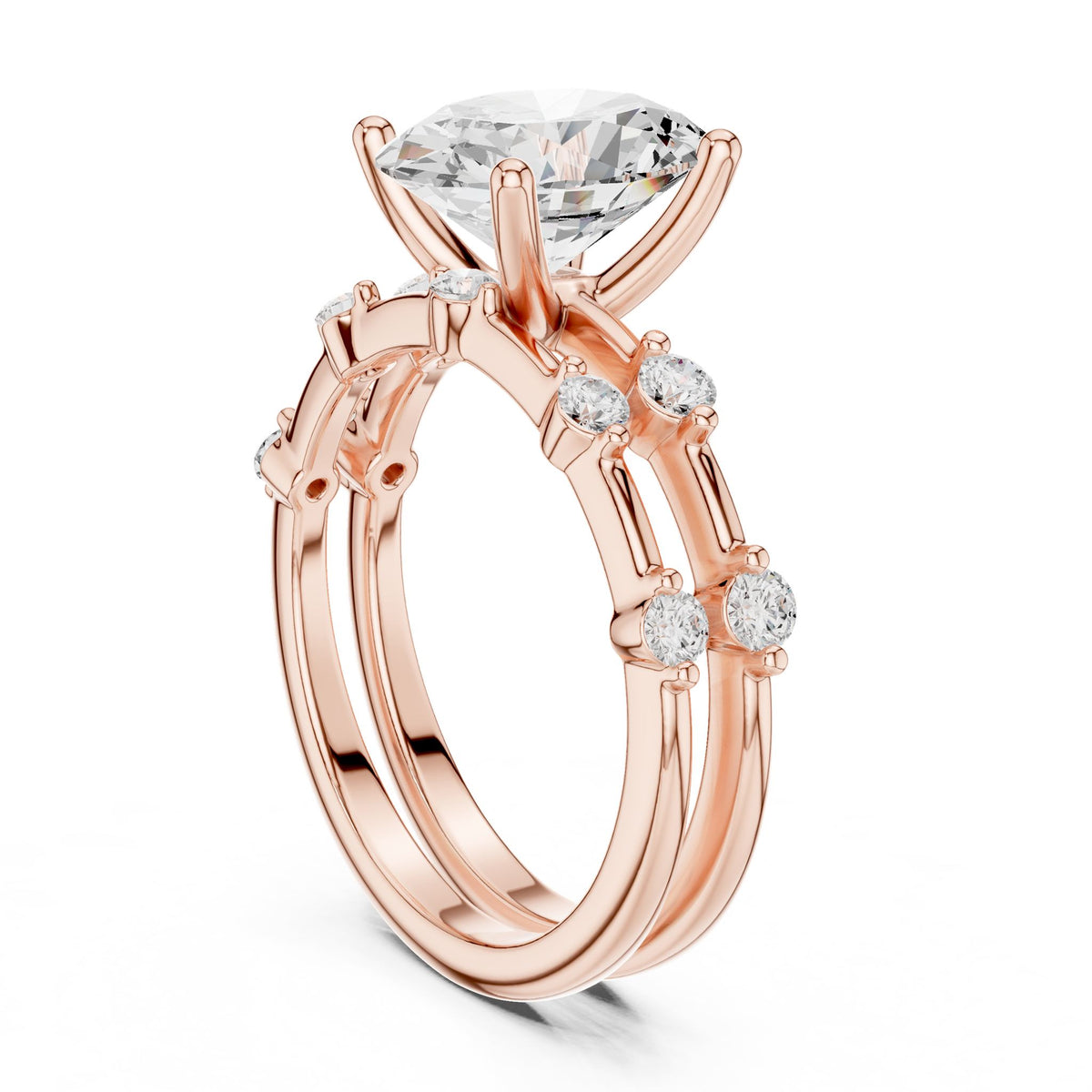 Oval Accented Lab Grown Diamond Engagement Ring