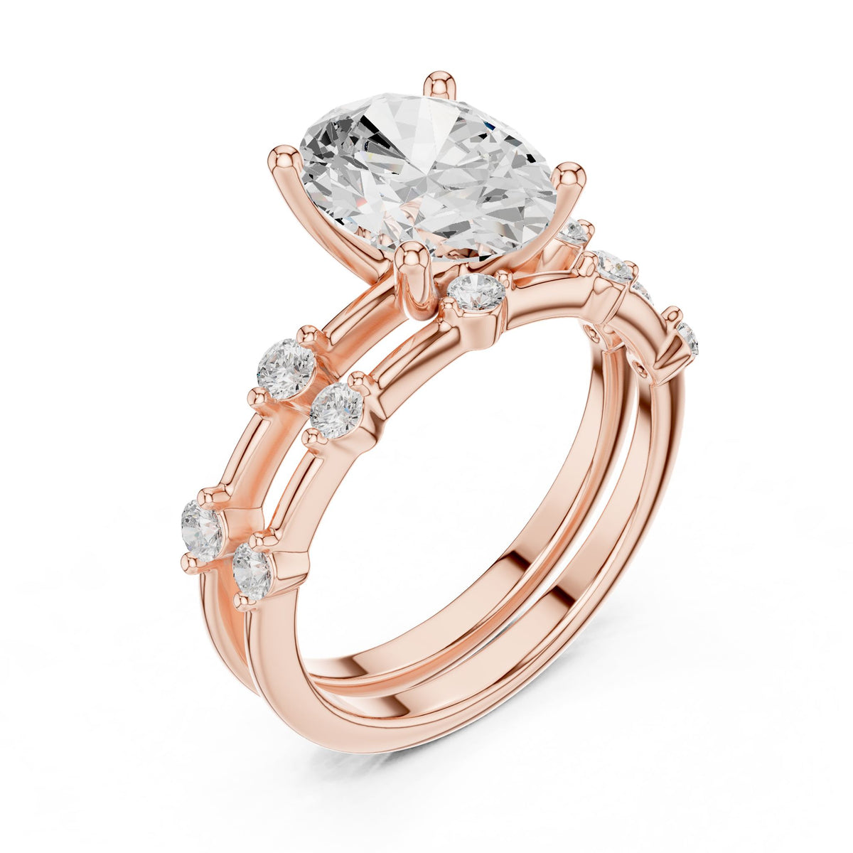 Oval Accented Lab Grown Diamond Engagement Ring
