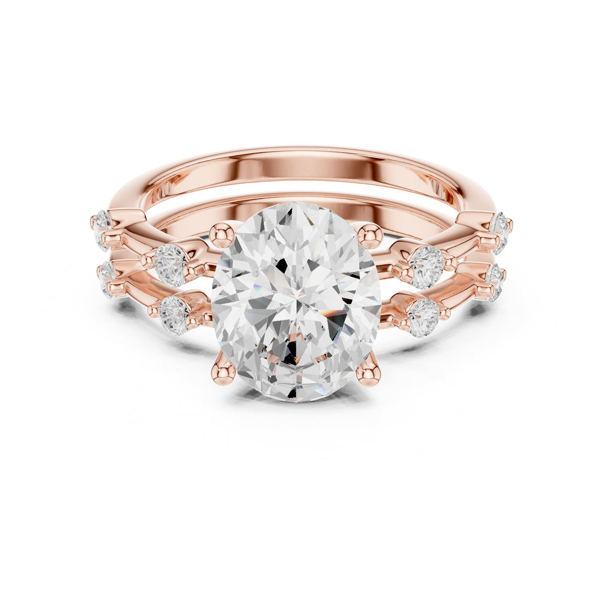 Oval Accented Lab Grown Diamond Engagement Ring