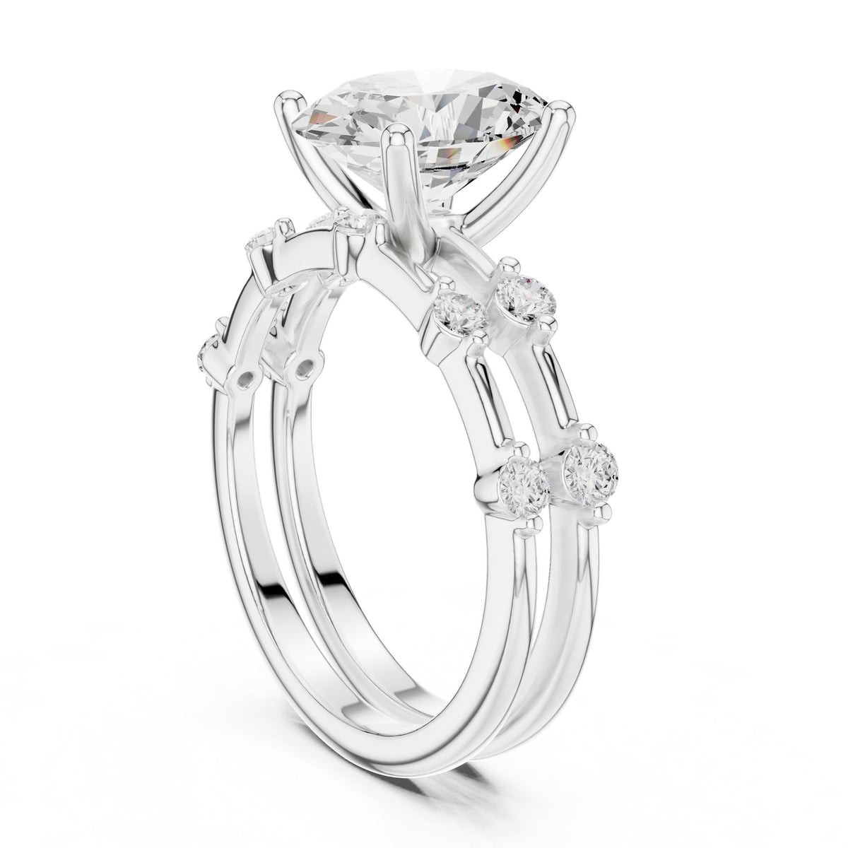Oval Accented Lab Grown Diamond Engagement Ring