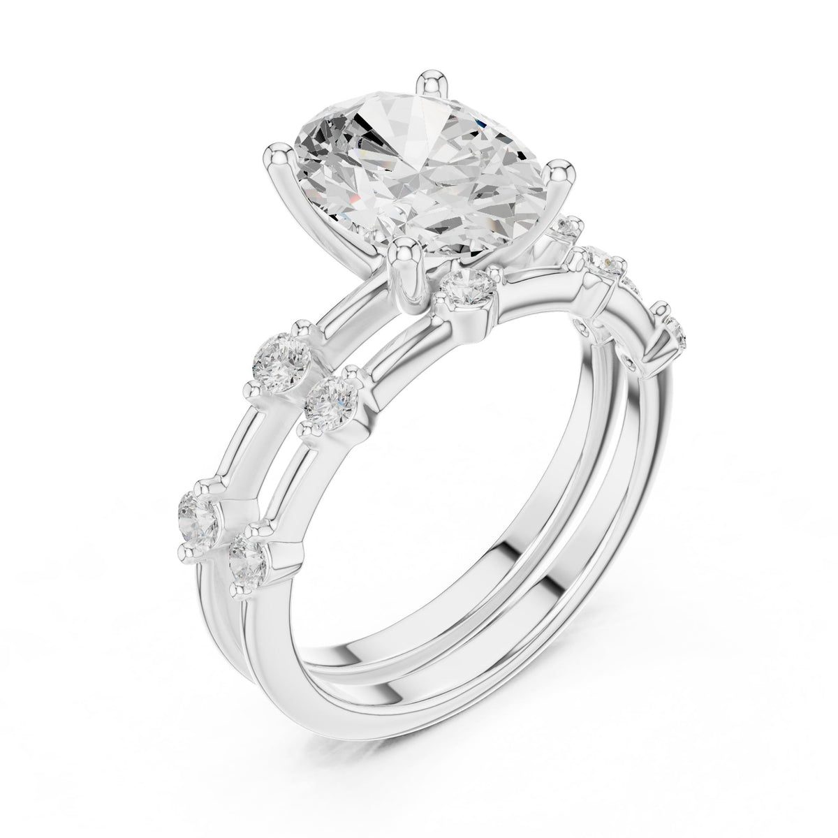 Oval Accented Lab Grown Diamond Engagement Ring