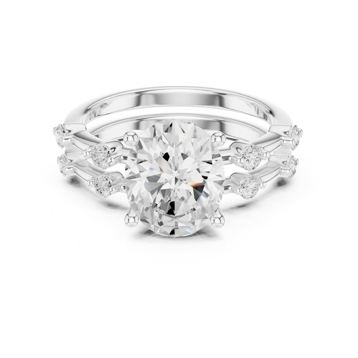 Oval Accented Lab Grown Diamond Engagement Ring