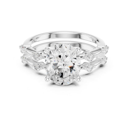 Oval Accented Lab Grown Diamond Engagement Ring