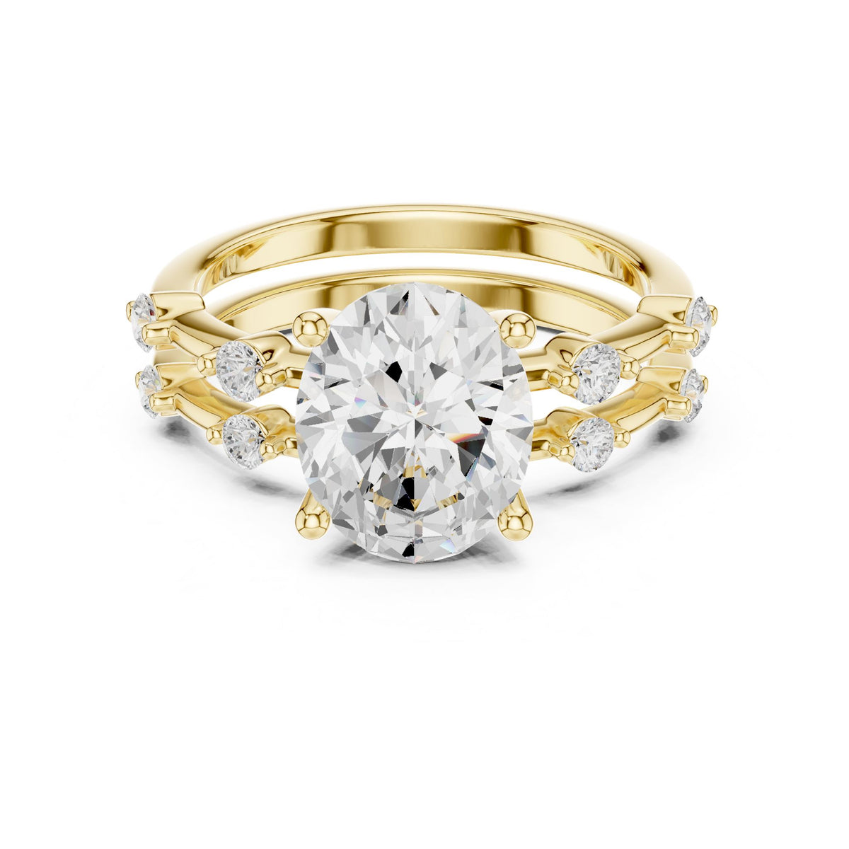 Oval Accented Lab Grown Diamond Engagement Ring