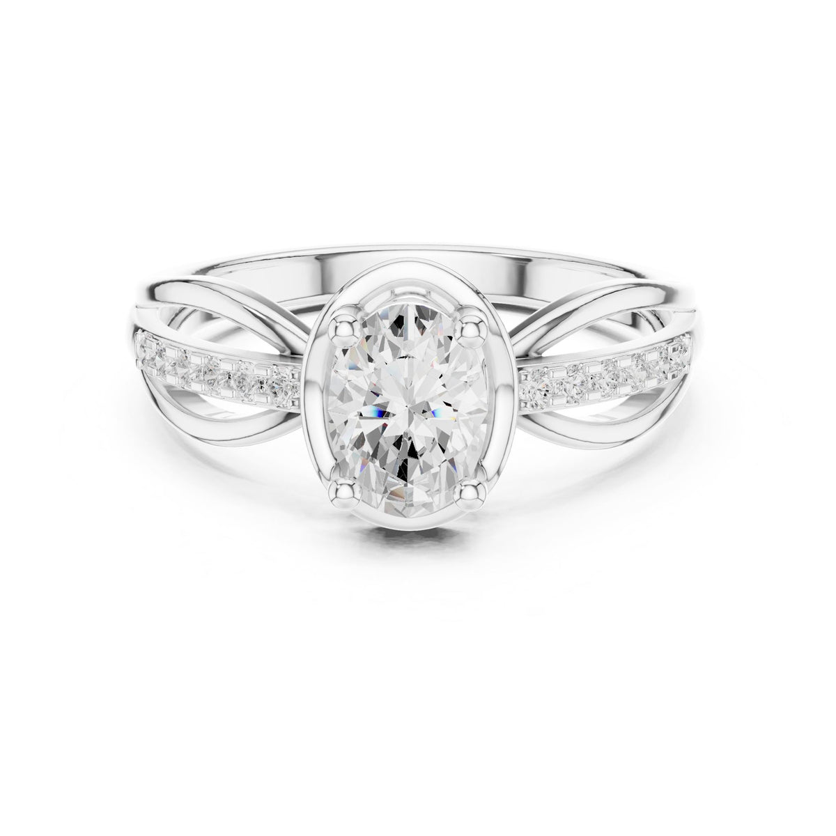 Oval Accented Lab Grown Diamond Engagement Ring