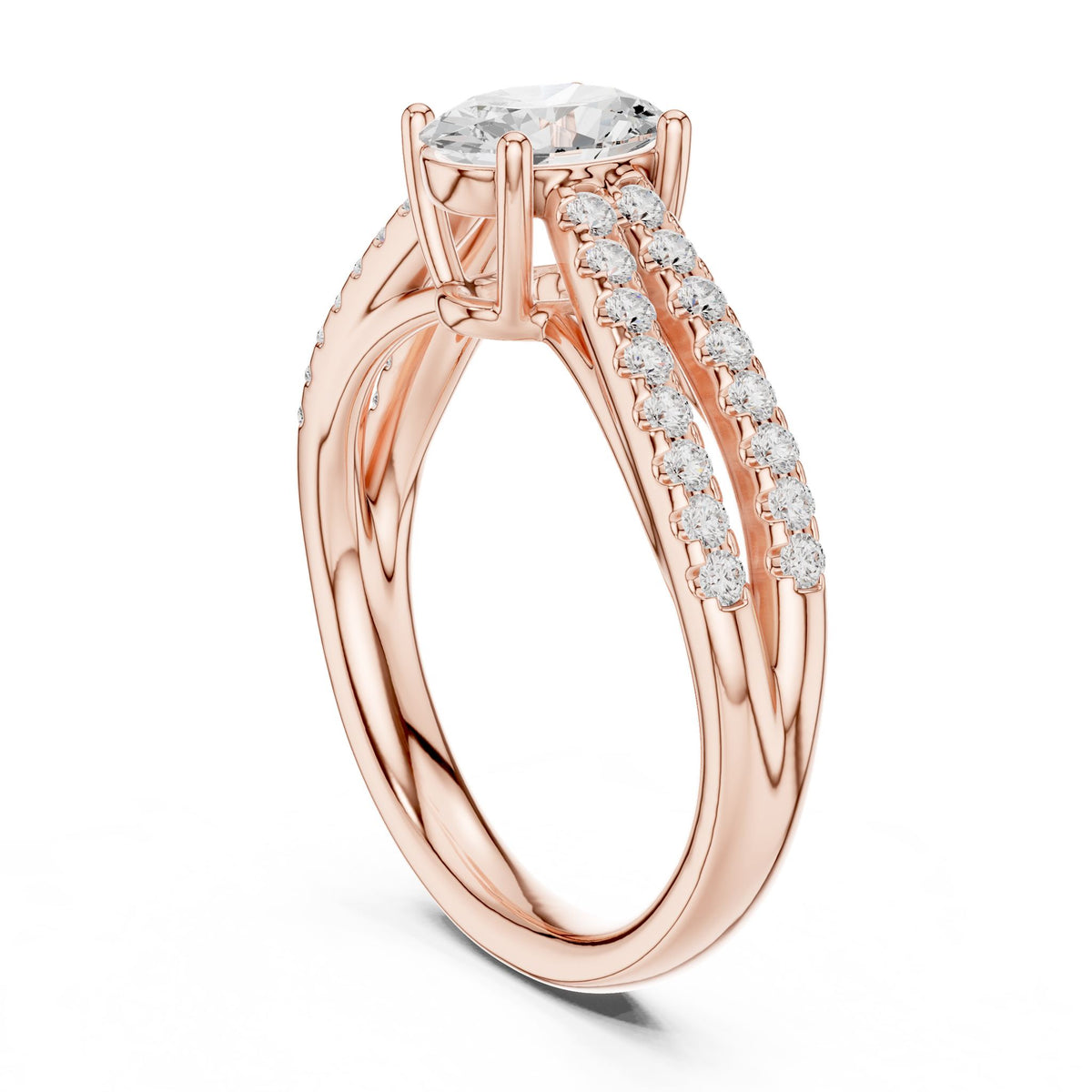 Oval Accented Lab Grown Diamond Engagement Ring
