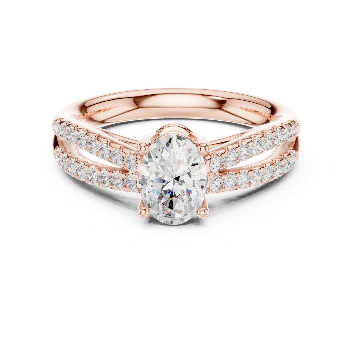 Oval Accented Lab Grown Diamond Engagement Ring