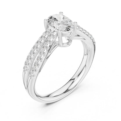 Oval Accented Lab Grown Diamond Engagement Ring