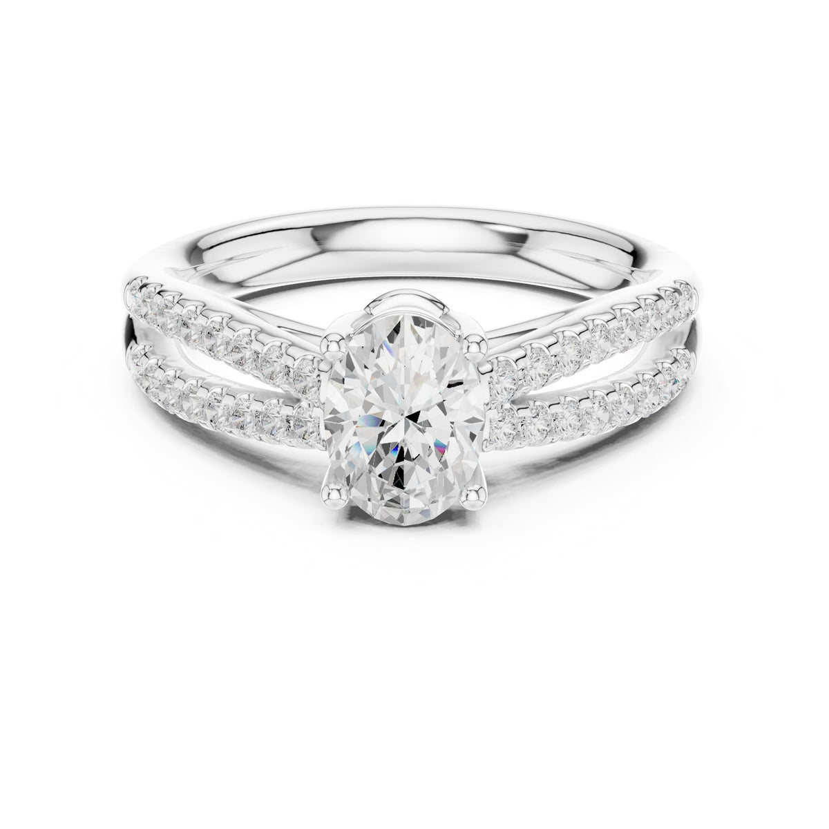 Oval Accented Lab Grown Diamond Engagement Ring