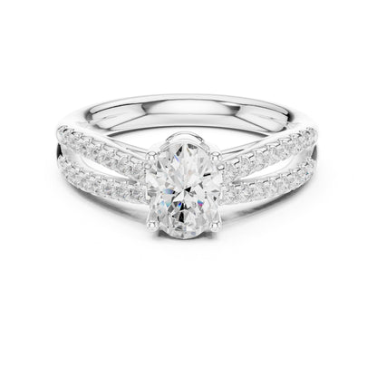 Oval Accented Lab Grown Diamond Engagement Ring