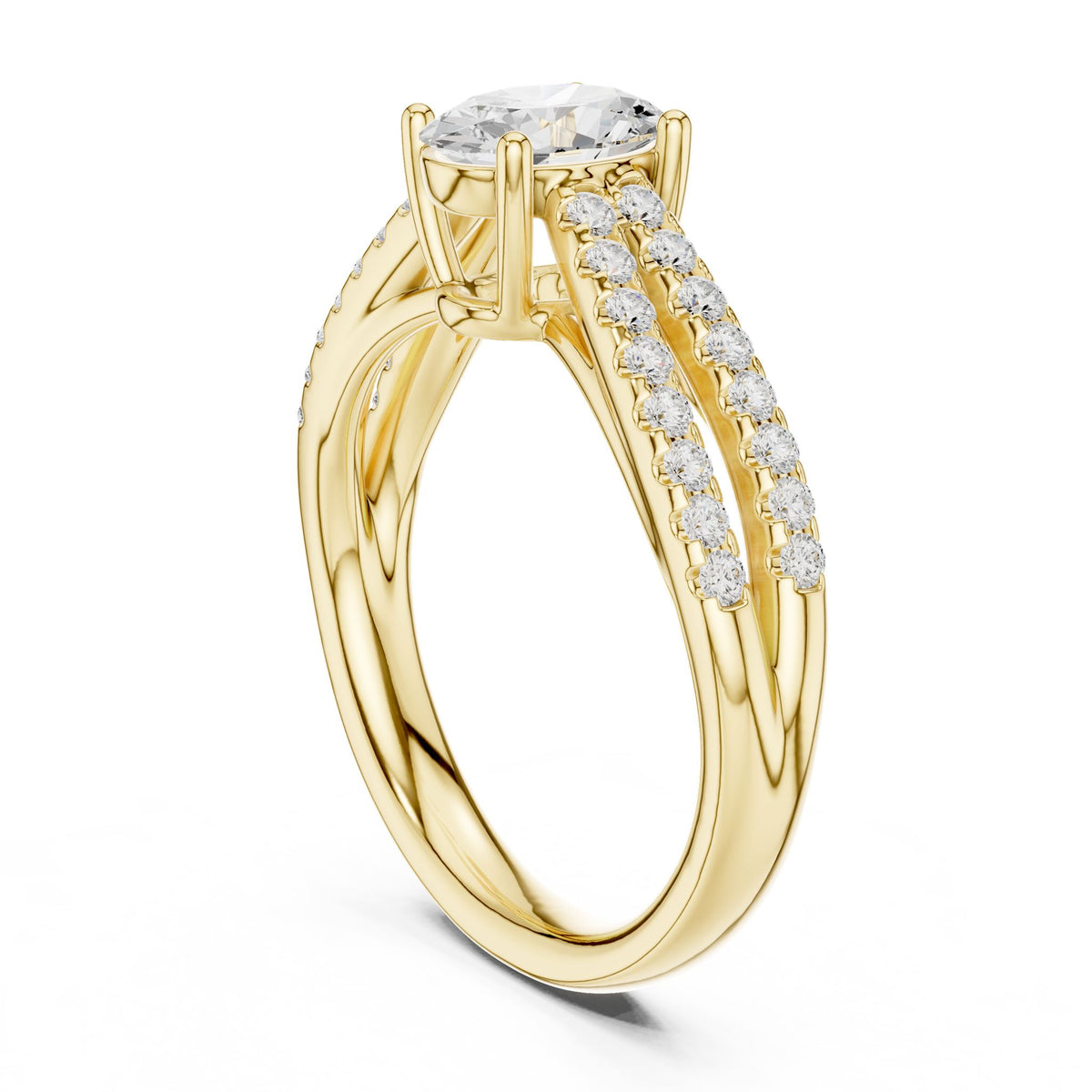 Oval Accented Lab Grown Diamond Engagement Ring