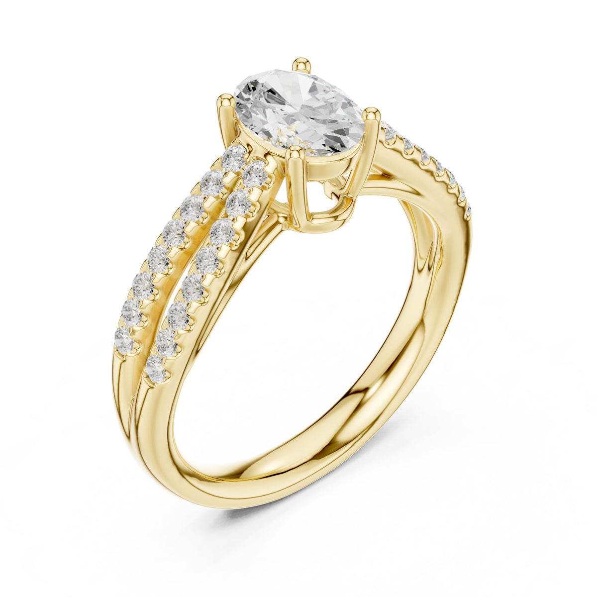 Oval Accented Lab Grown Diamond Engagement Ring