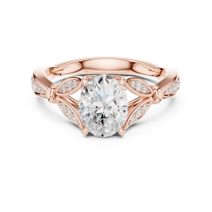 Oval Accented Lab Grown Diamond Engagement Ring