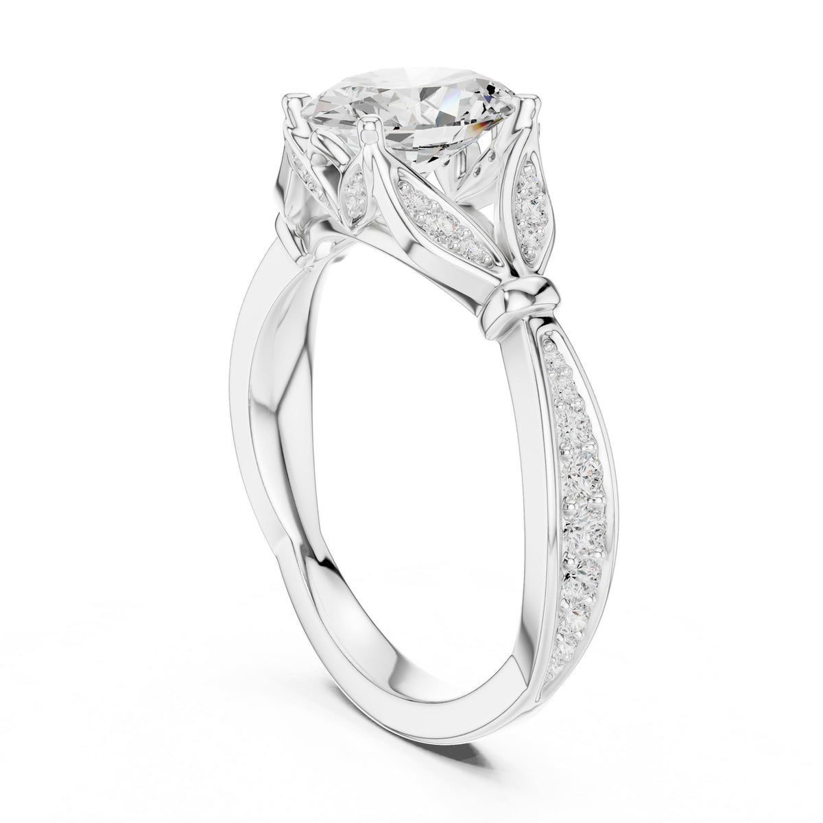 Oval Accented Lab Grown Diamond Engagement Ring