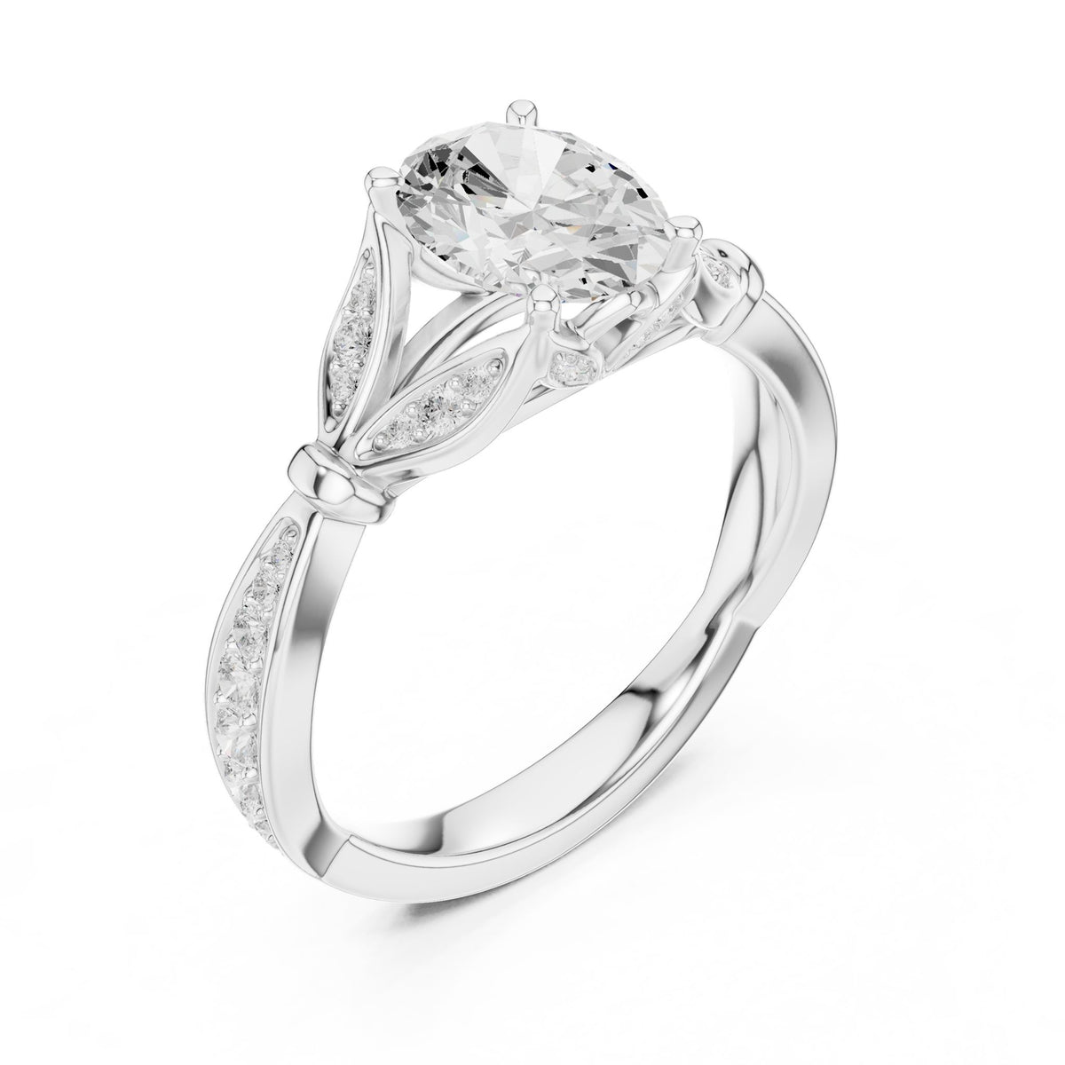 Oval Accented Lab Grown Diamond Engagement Ring