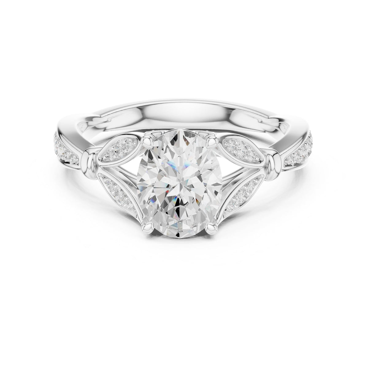 Oval Accented Lab Grown Diamond Engagement Ring