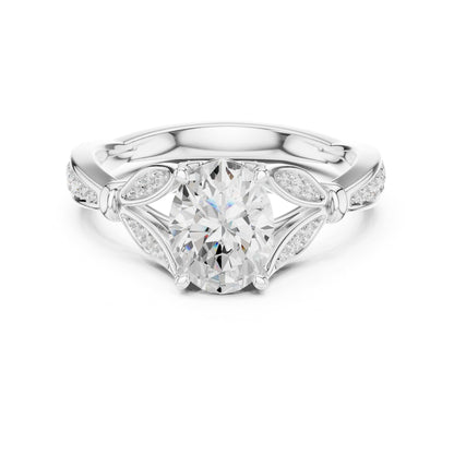 Oval Accented Lab Grown Diamond Engagement Ring