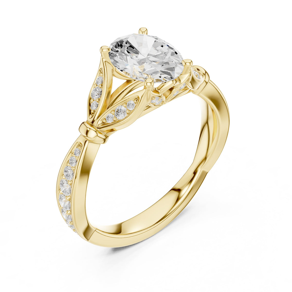 Oval Accented Lab Grown Diamond Engagement Ring