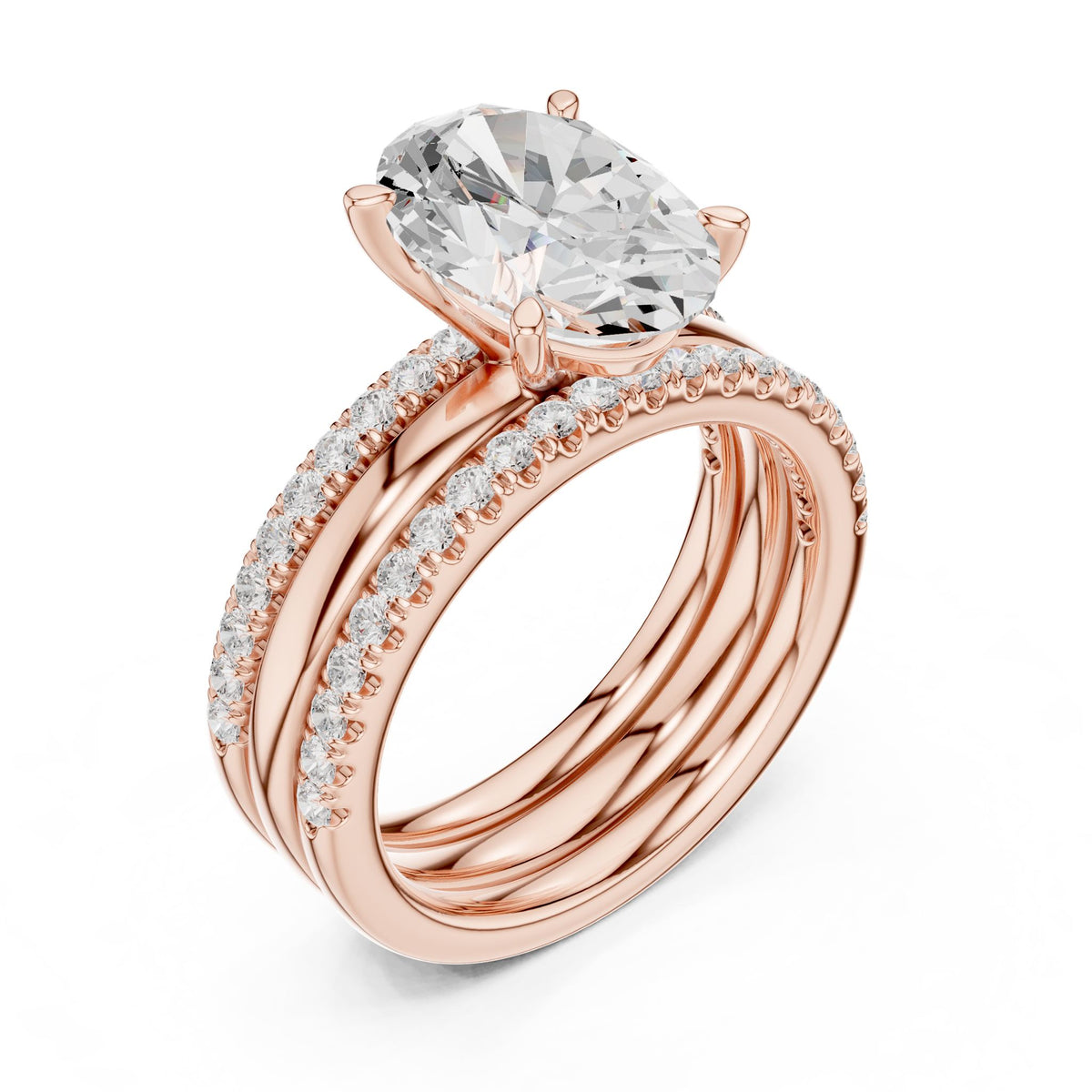 Oval Accented Lab Grown Diamond Engagement Ring