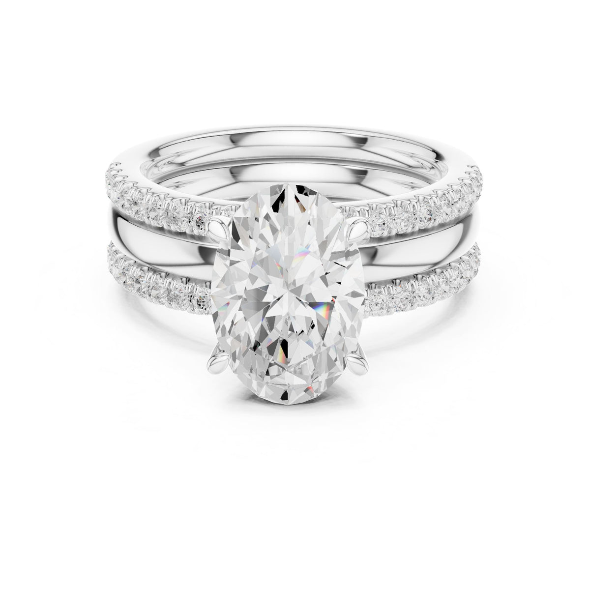 Oval Accented Lab Grown Diamond Engagement Ring