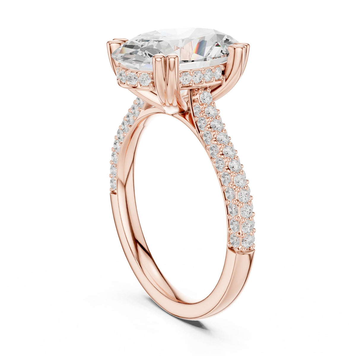 Oval Accented Lab Grown Diamond Engagement Ring