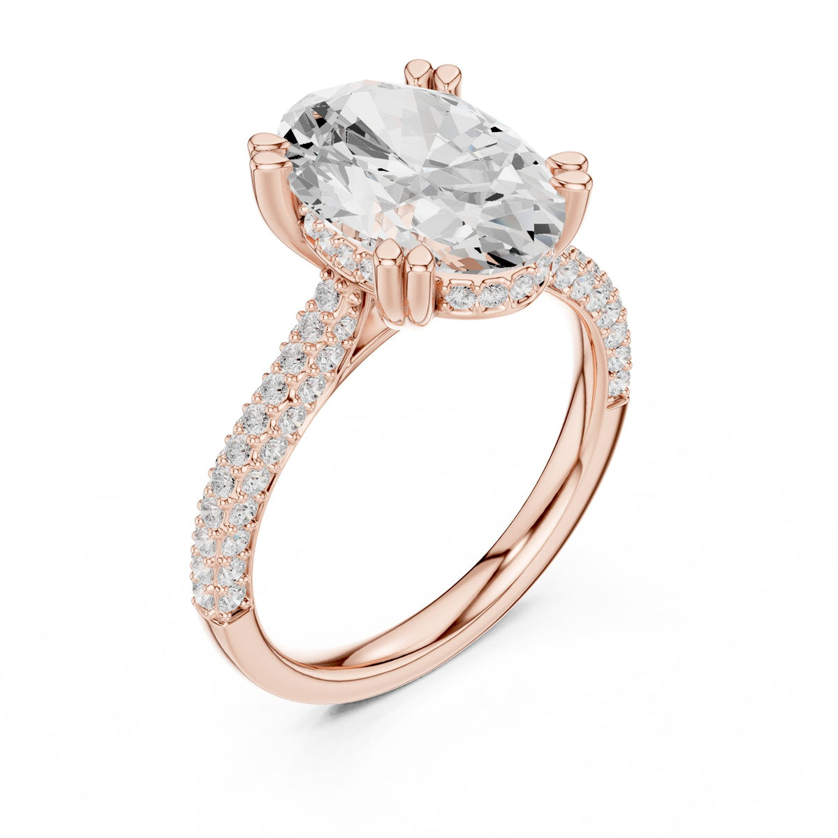 Oval Accented Lab Grown Diamond Engagement Ring