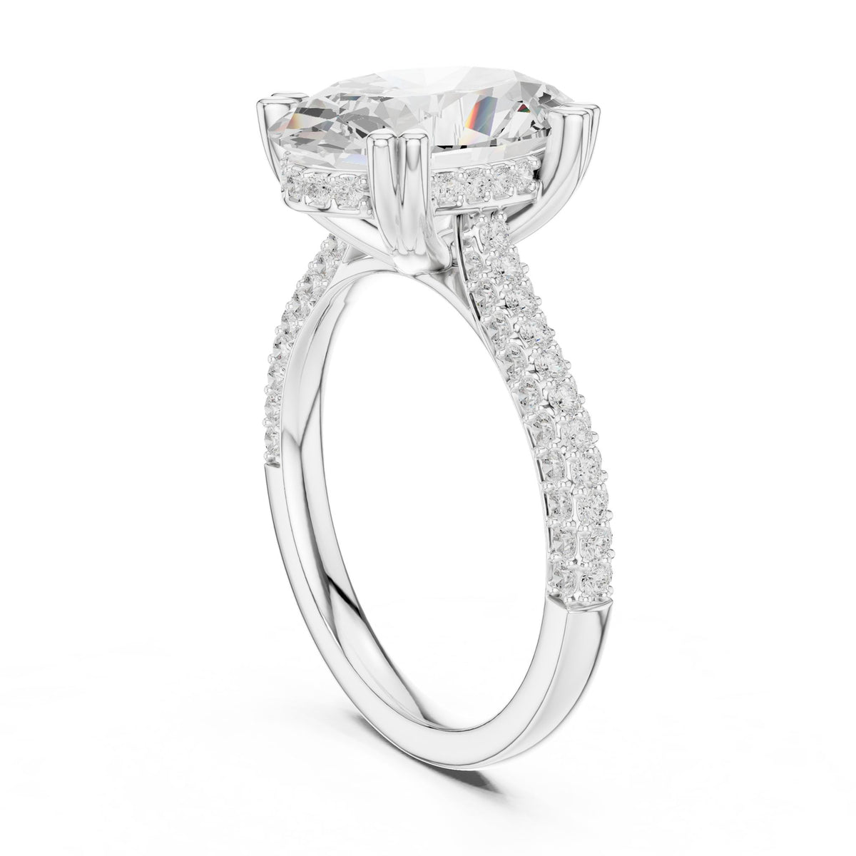 Oval Accented Lab Grown Diamond Engagement Ring