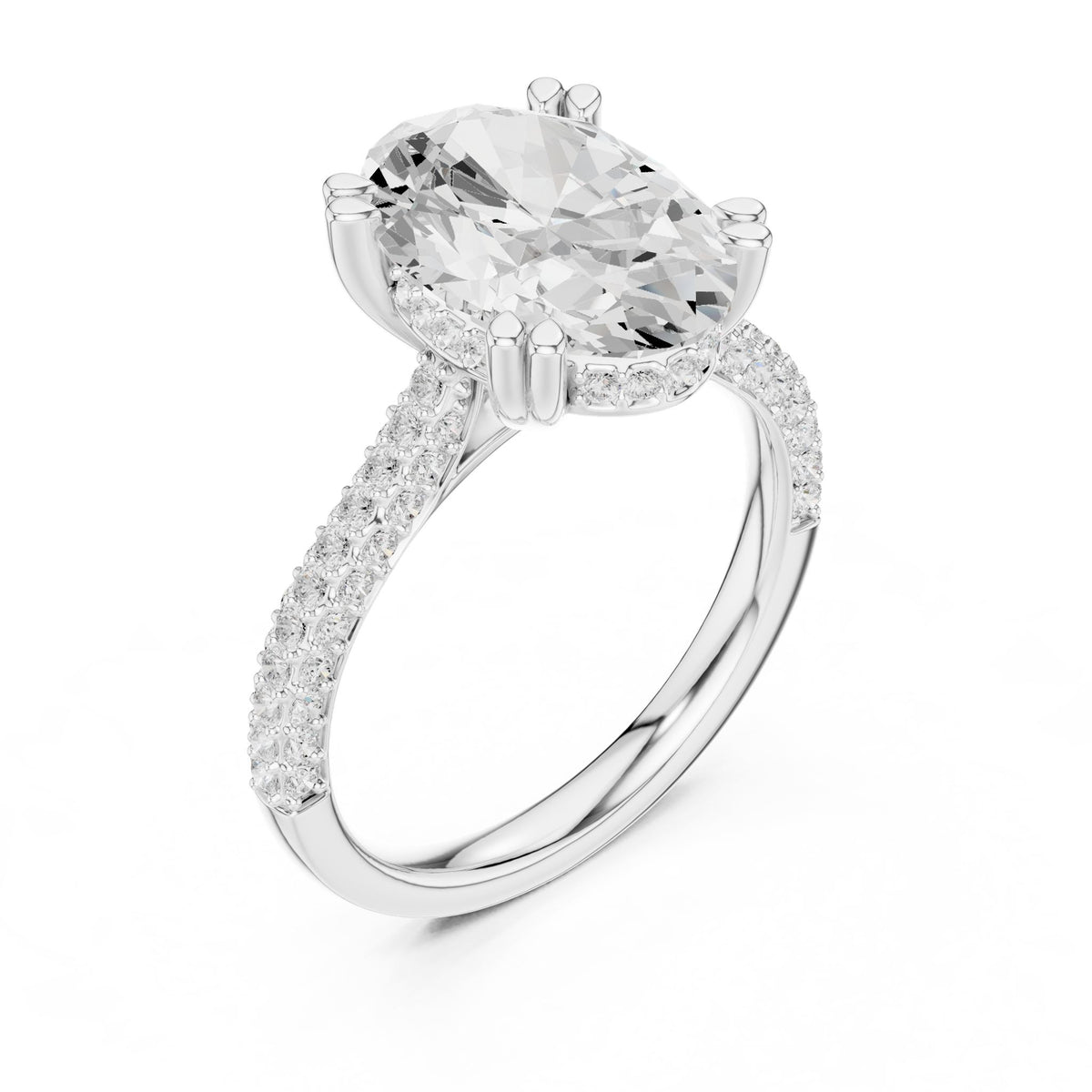 Oval Accented Lab Grown Diamond Engagement Ring