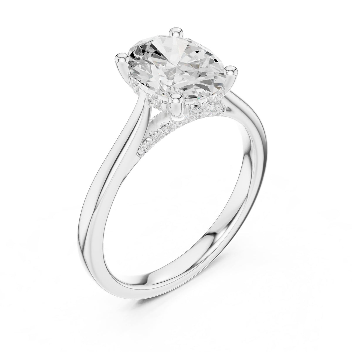 Oval Accented Lab Grown Diamond Engagement Ring