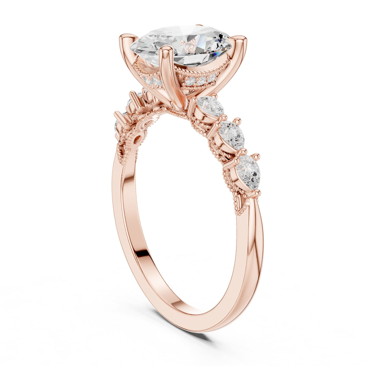 Oval Accented Lab Grown Diamond Engagement Ring