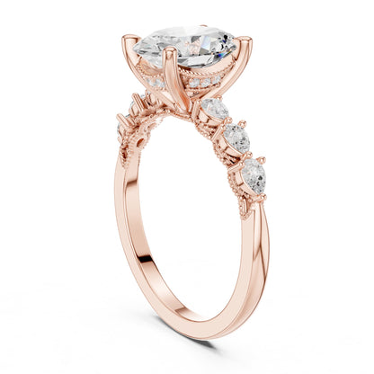 Oval Accented Lab Grown Diamond Engagement Ring