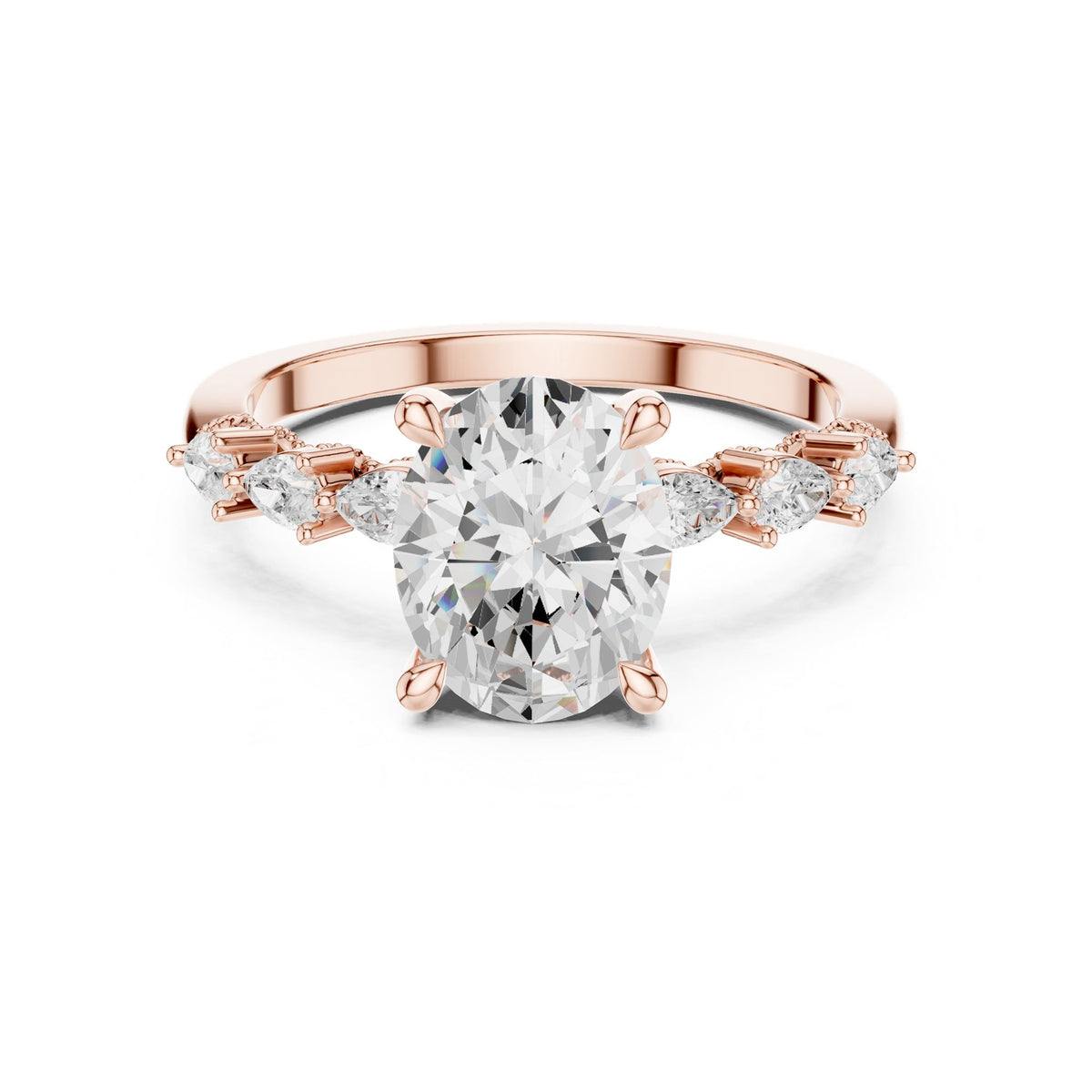 Oval Accented Lab Grown Diamond Engagement Ring