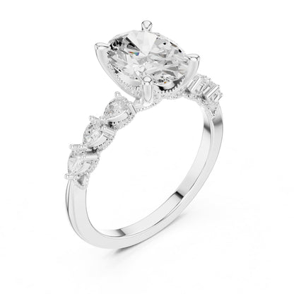 Oval Accented Lab Grown Diamond Engagement Ring