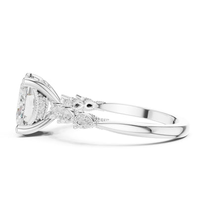 Oval Accented Lab Grown Diamond Engagement Ring