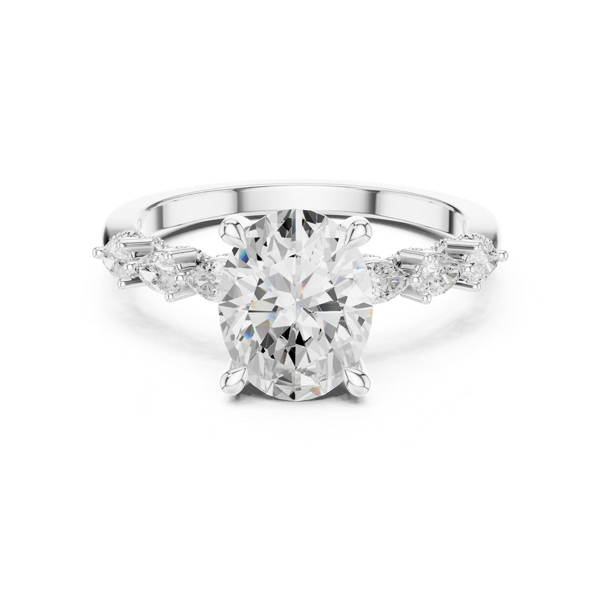 Oval Accented Lab Grown Diamond Engagement Ring