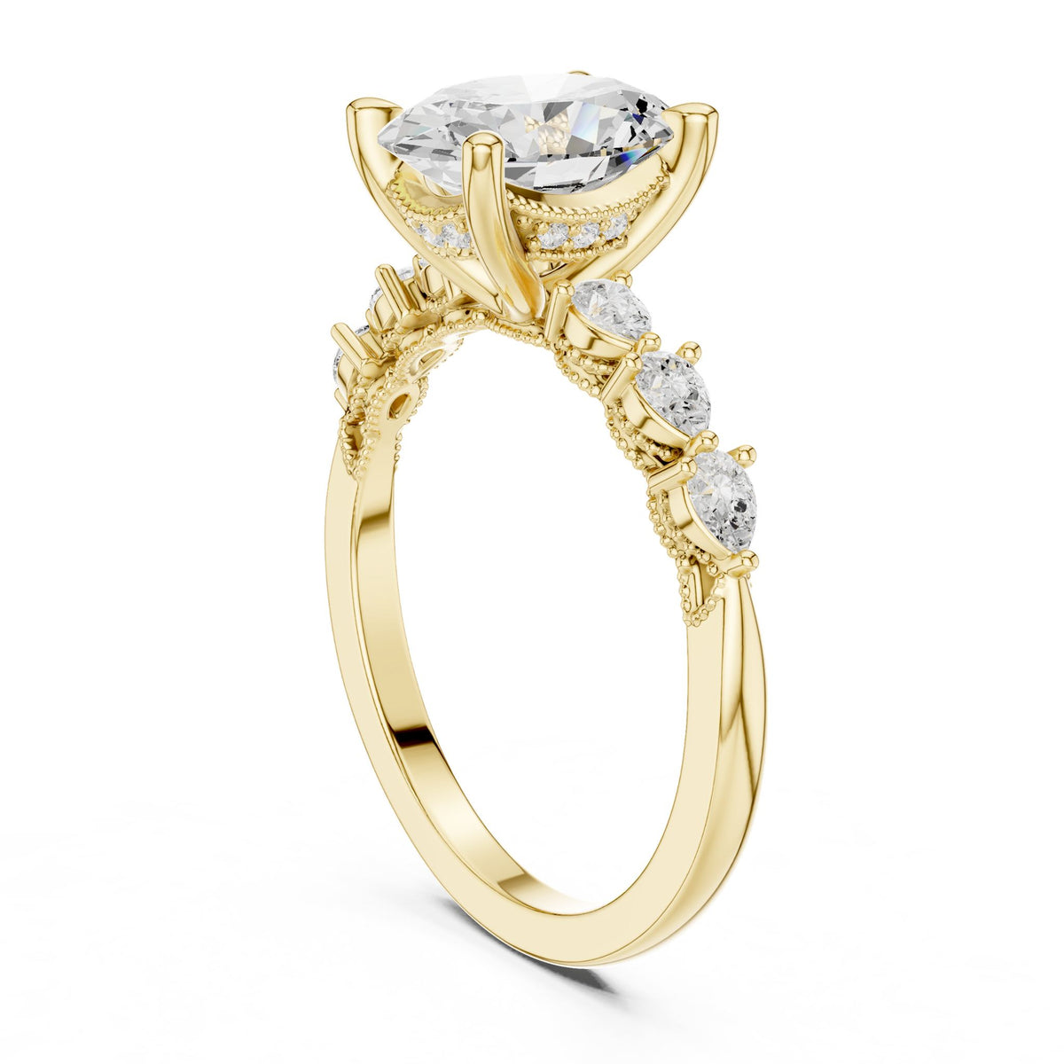 Oval Accented Lab Grown Diamond Engagement Ring