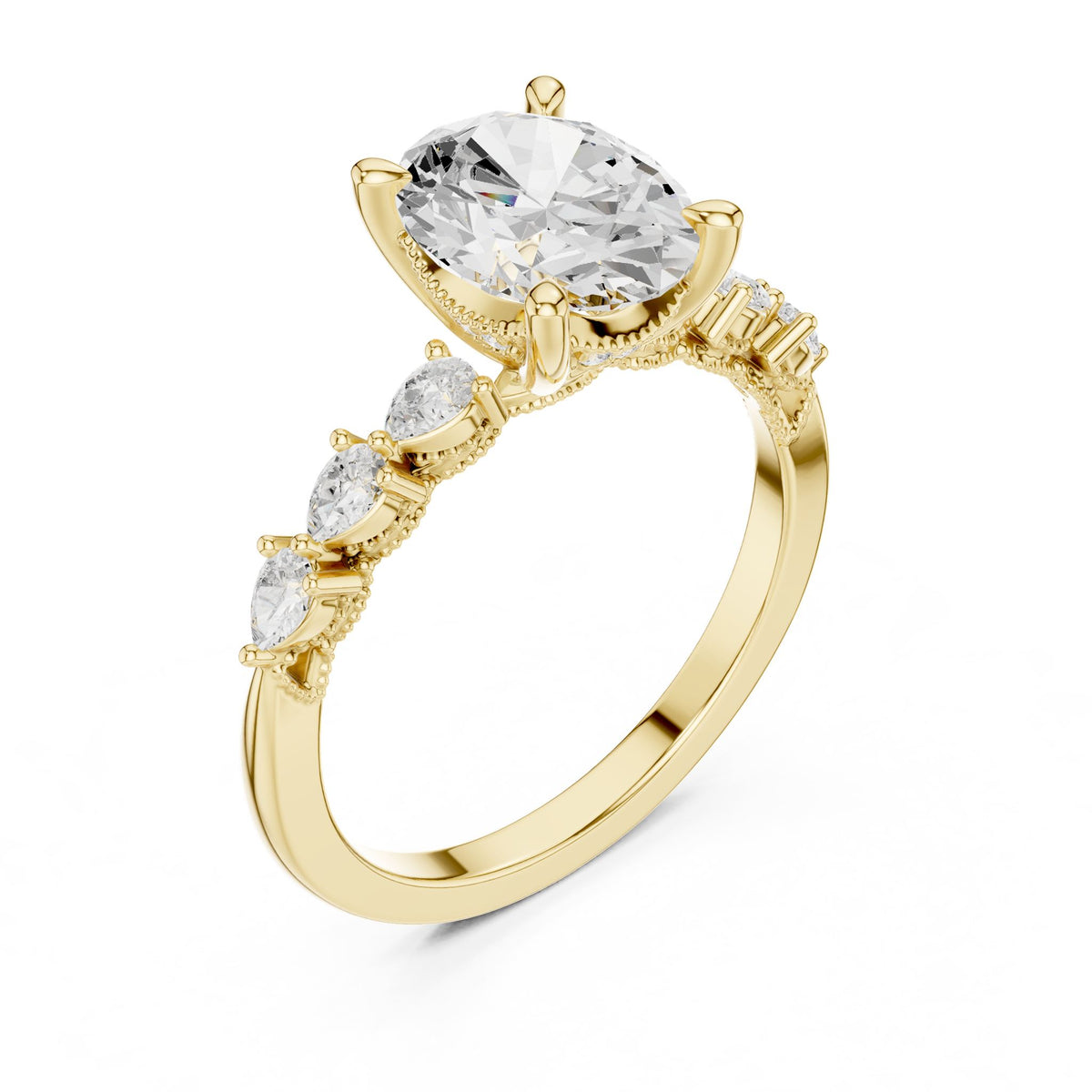 Oval Accented Lab Grown Diamond Engagement Ring