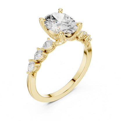 Oval Accented Lab Grown Diamond Engagement Ring