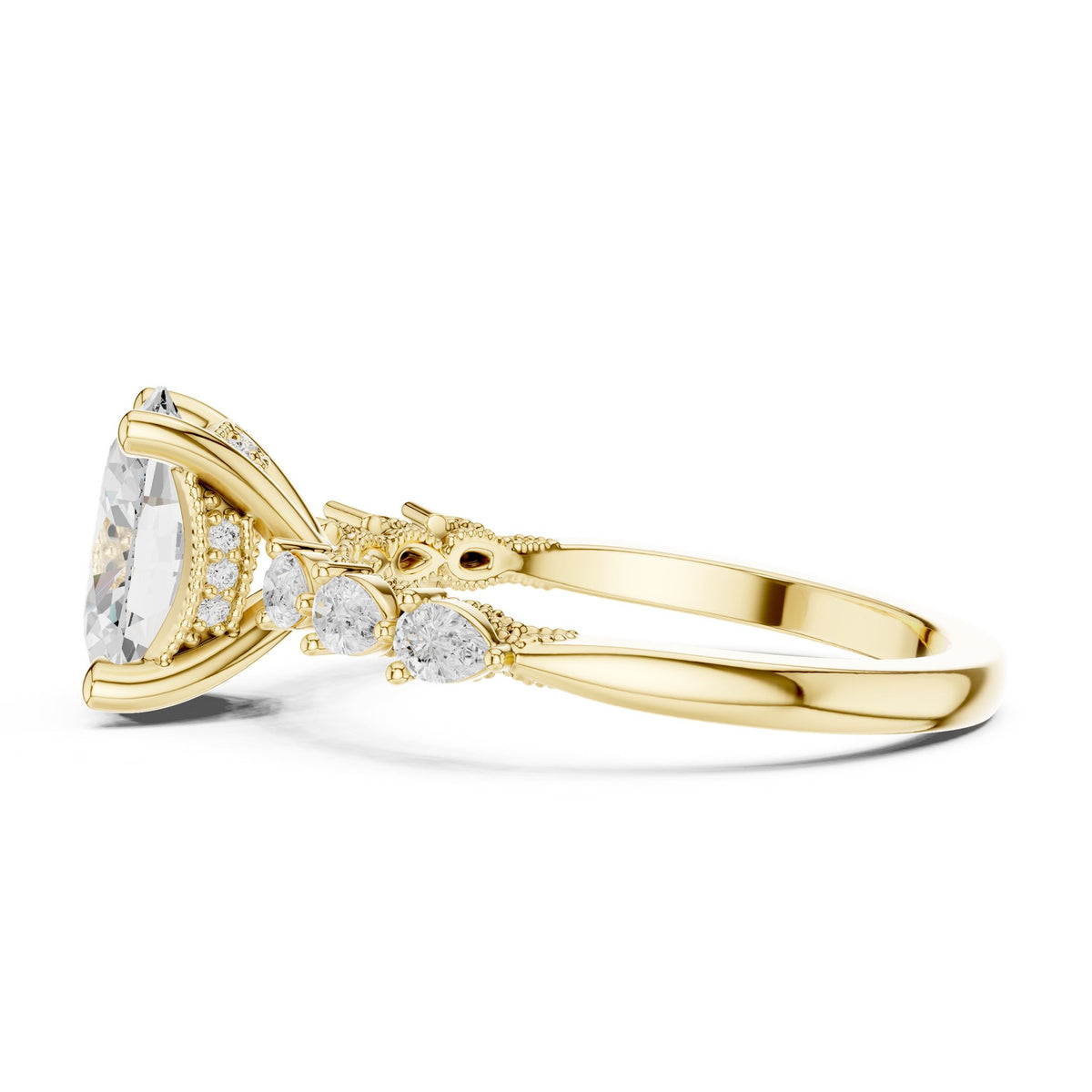 Oval Accented Lab Grown Diamond Engagement Ring