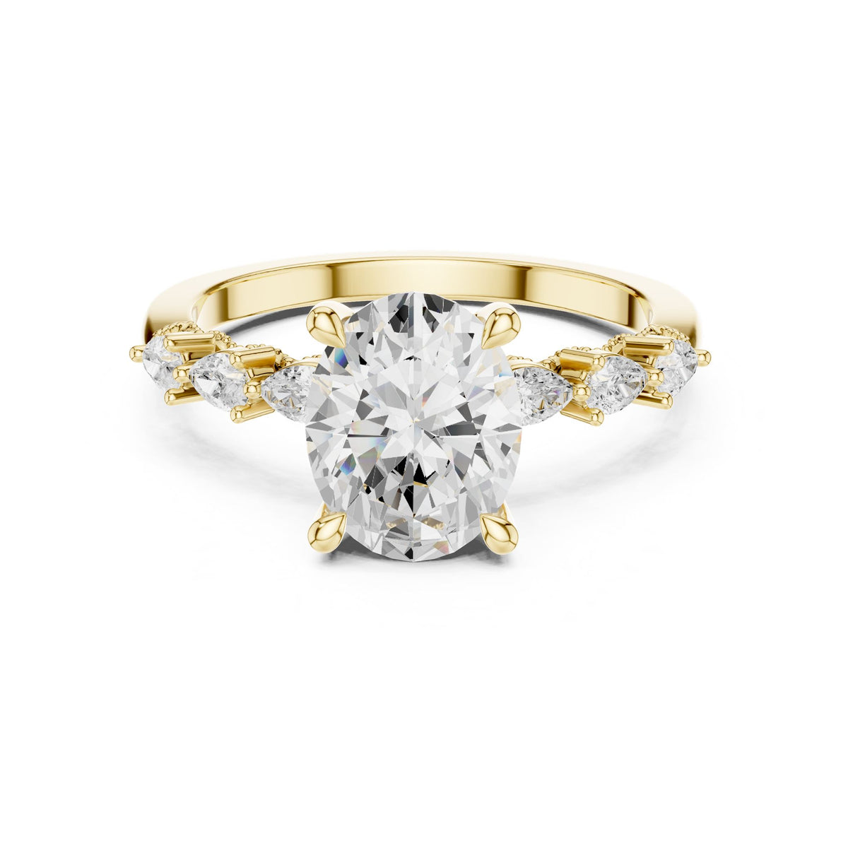 Oval Accented Lab Grown Diamond Engagement Ring