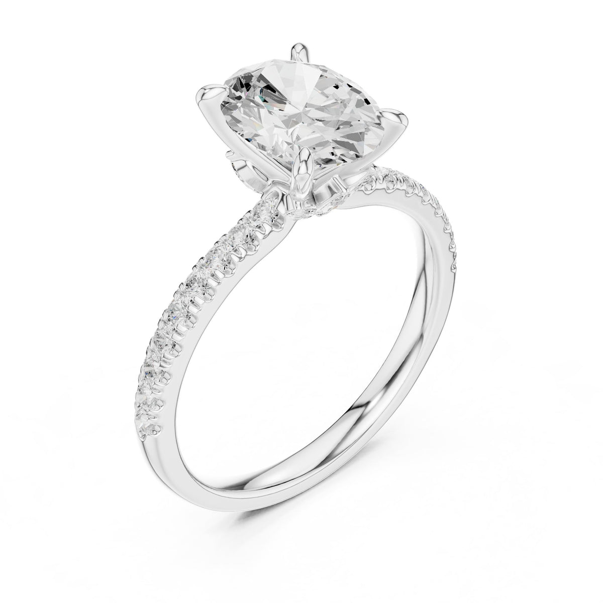 Oval Accented Lab Grown Diamond Engagement Ring